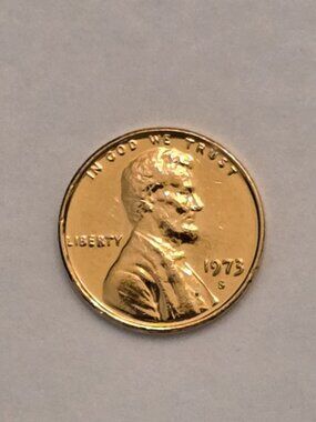 1973-S Proof Grade Penny with Error on Rear. Grove on Back at Letter N